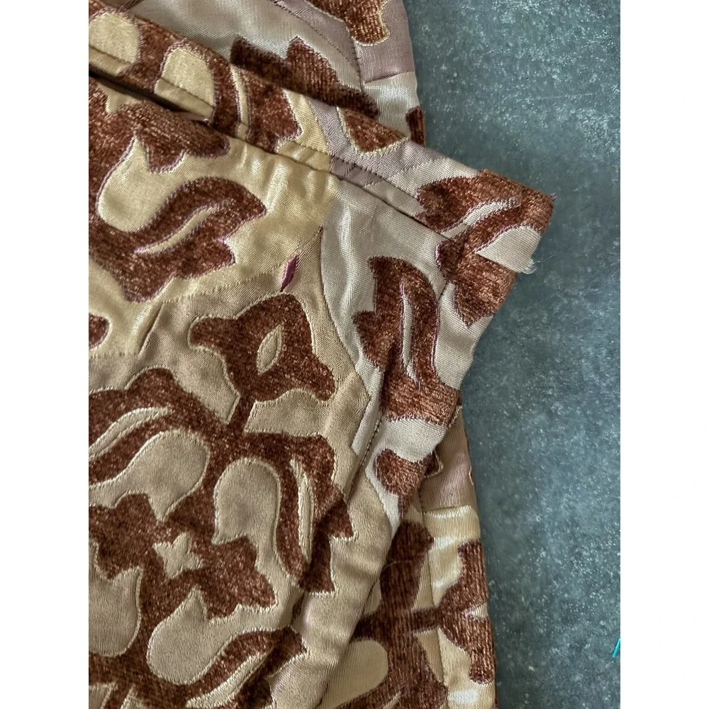 Nicole Miller NY Pillow Cover 28x21 Brown Gold Cut Velvet Medallion Chenille